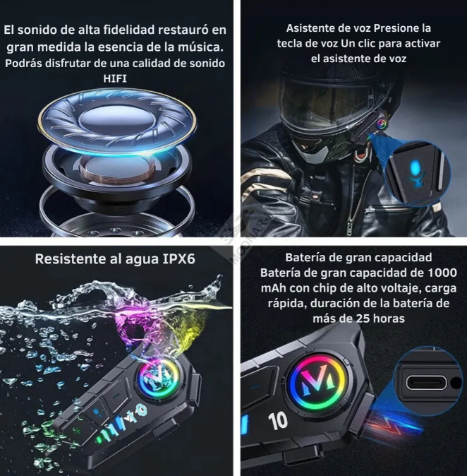 HELMET Y10™ | Auricular Para Casco Bluetooth